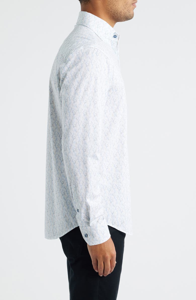 Bugatchi Devon OoohCotton<sup>®</sup> Abstract Print Button-Up Shirt, Alternate, color, Air Blue