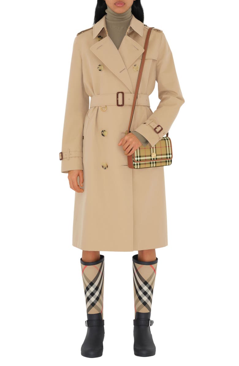 Burberry Hampshire Check Coated Canvas Crossbody Bag, Alternate, color, Vintage Check/ Briar Brown