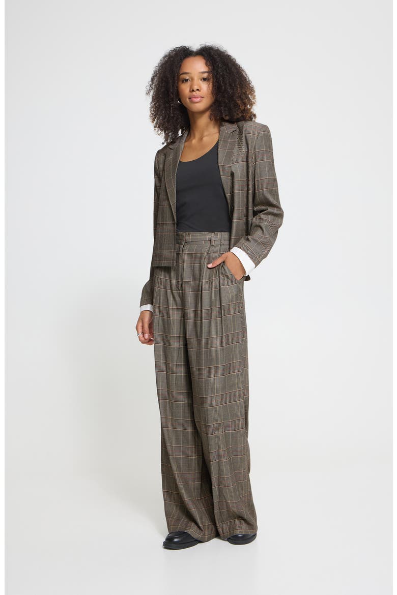 Ihlaito High Waist Wide Leg Pants, Alternate, color, BLACK/TOASTED CHECK