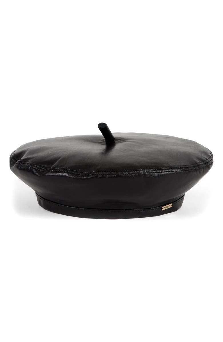 Eugenia Kim Carter Leather Beret, Alternate, color, Black