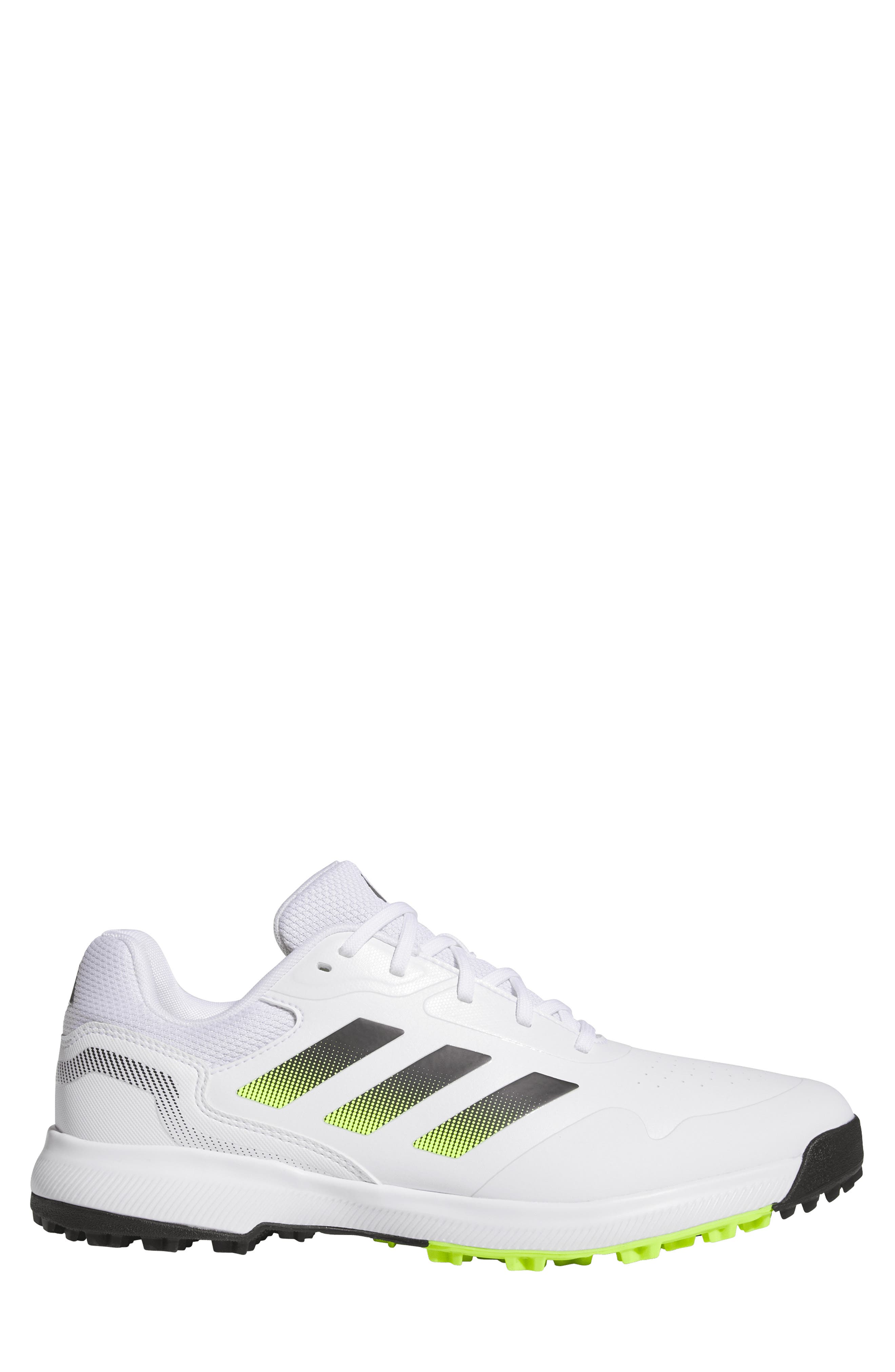 adidas Traxion Response Spikeless Golf Shoe, Alternate, color, White/ Black/ Lucid Lemon