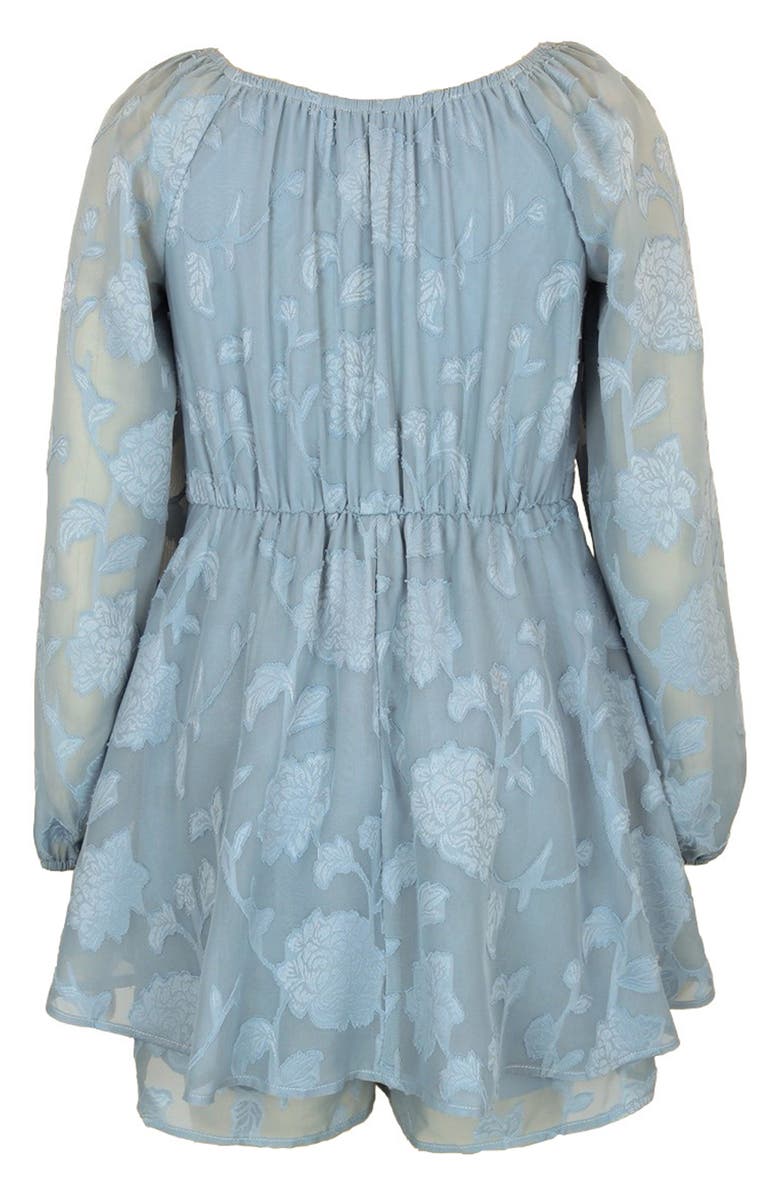 Zunie Kids' Burnout Chiffon Skirted Party Romper, Alternate, color, Dusty Blue