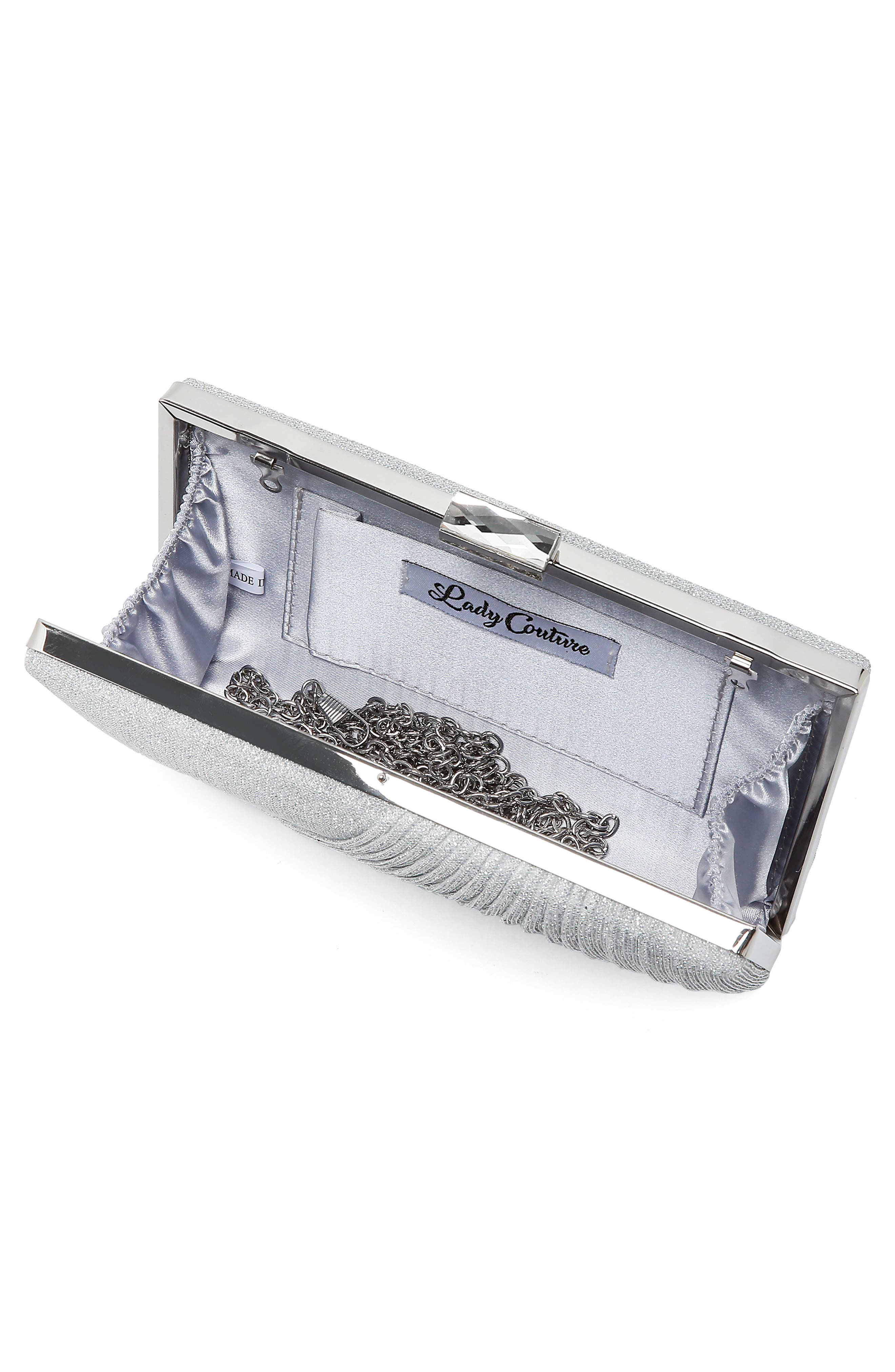 Suzie Glitter Clutch, Alternate, color, SILVER