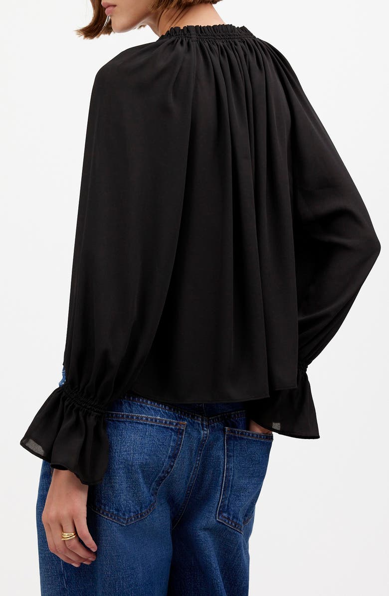 Long-Sleeve Tie-Neck Top