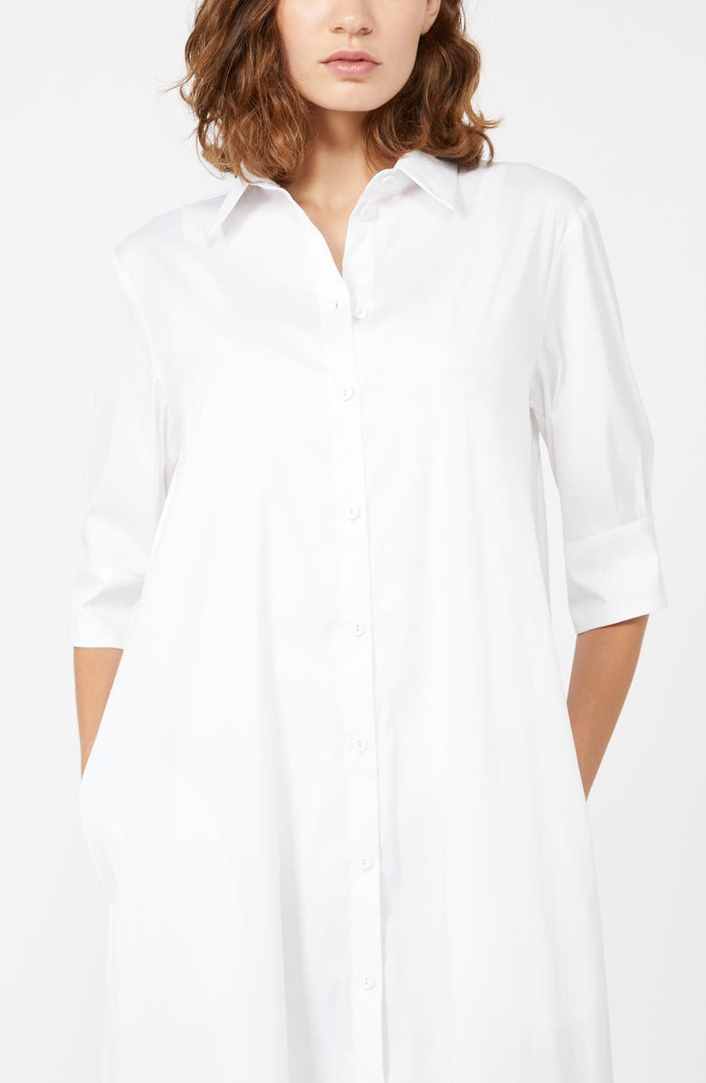Max Mara Cognac Stretch Cotton Blend Cover-Up Dress, Alternate, color, Optical White
