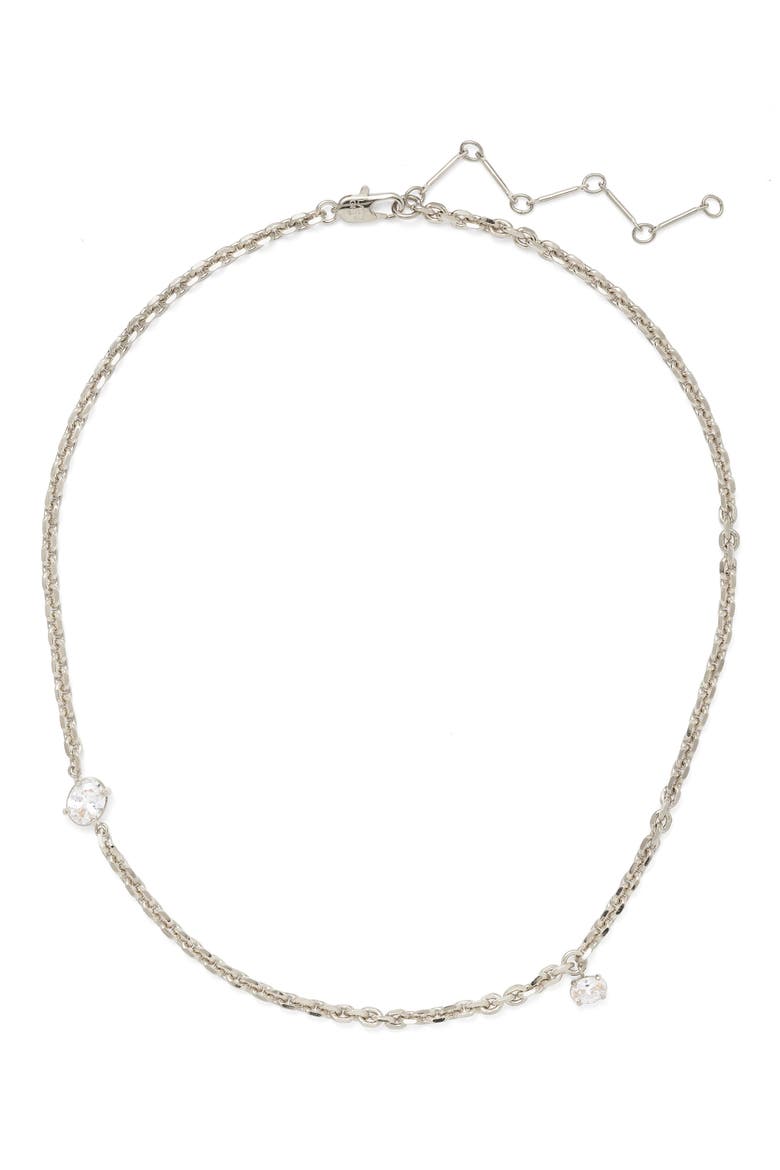 Crystal Tilt Cubic Zirconia Necklace, Main, color, SILVER/ CLEAR