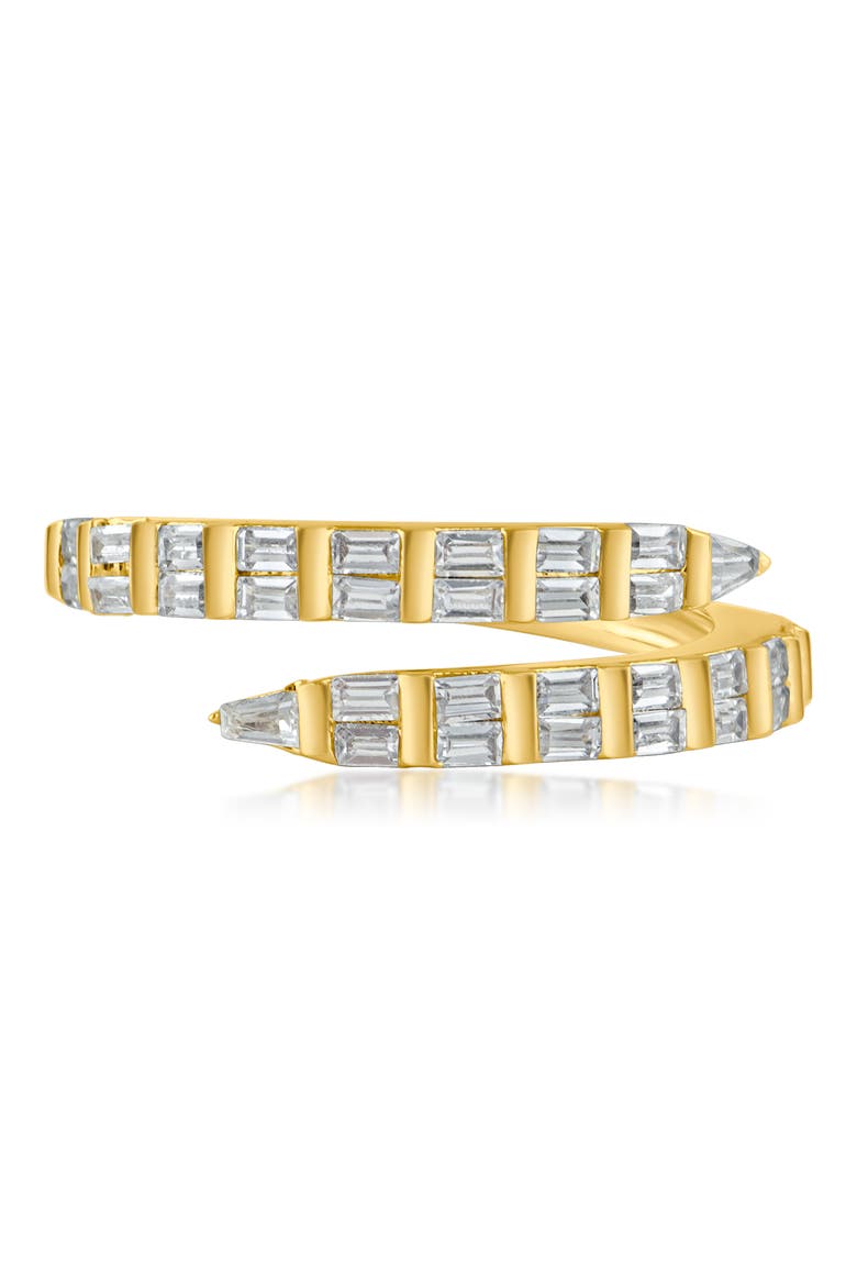 Baguette Cubic Zirconia Bypass Ring, Main, color, CLEAR GOLD