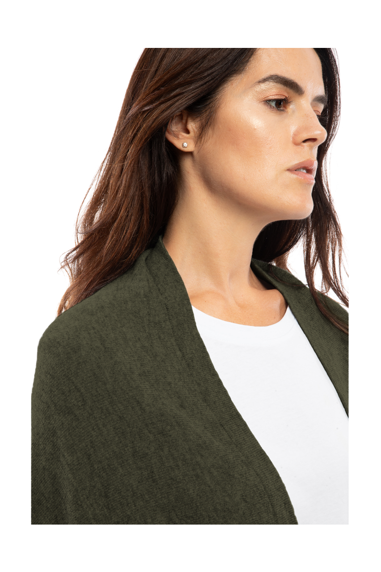 Pure Cashmere Fringe Wrap, Alternate, color, Olive Green