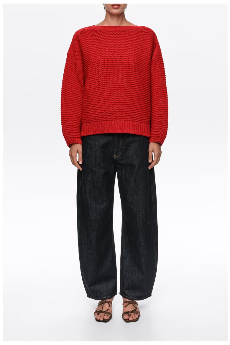 Oversized Boat Neck Sweater, Main, color, RED