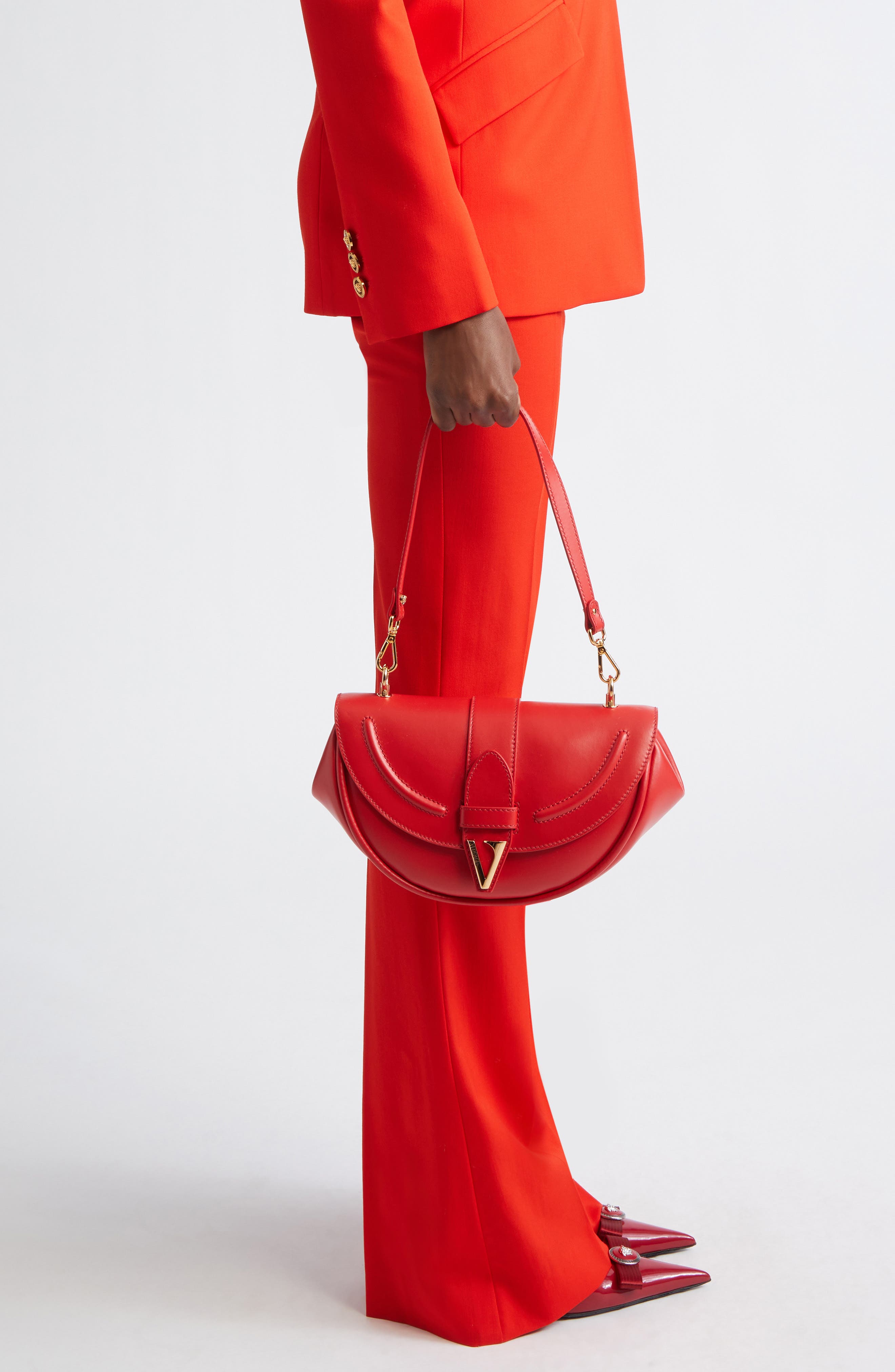 Medium Virtus Shoulder Bag, Alternate, color, RED VERSACE GOLD