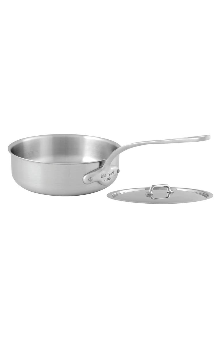 Mauviel Stainless Steel 3.4 Quart Saute Pan with Lid, Main, color, Silver