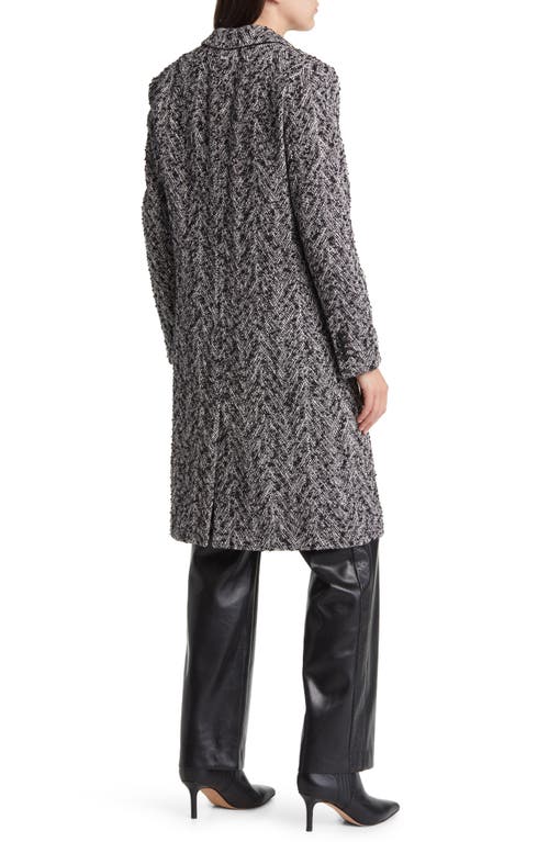 Hugo Boss Boss Catara Chevron Tweed Coat In Gray