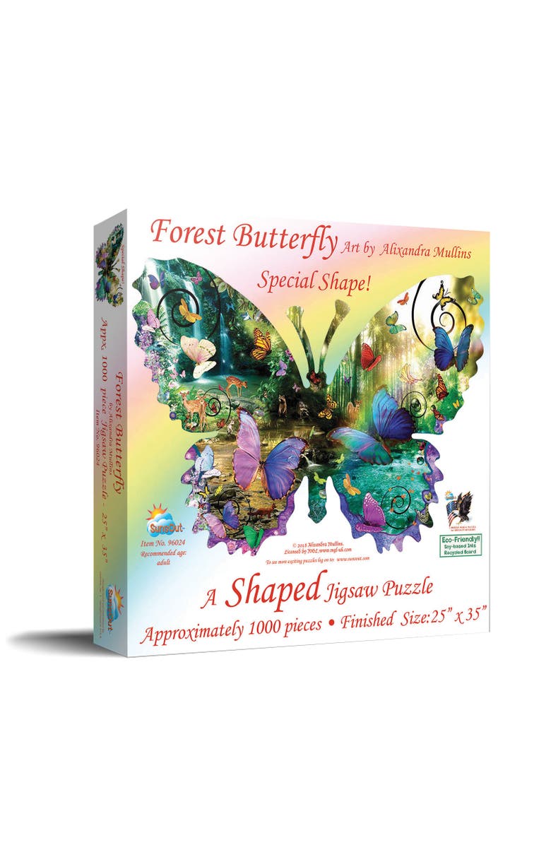 Sunsout Forest Butterfly 1000 piece Jigsaw Puzzle for Adults Special Shape, Main, color, 