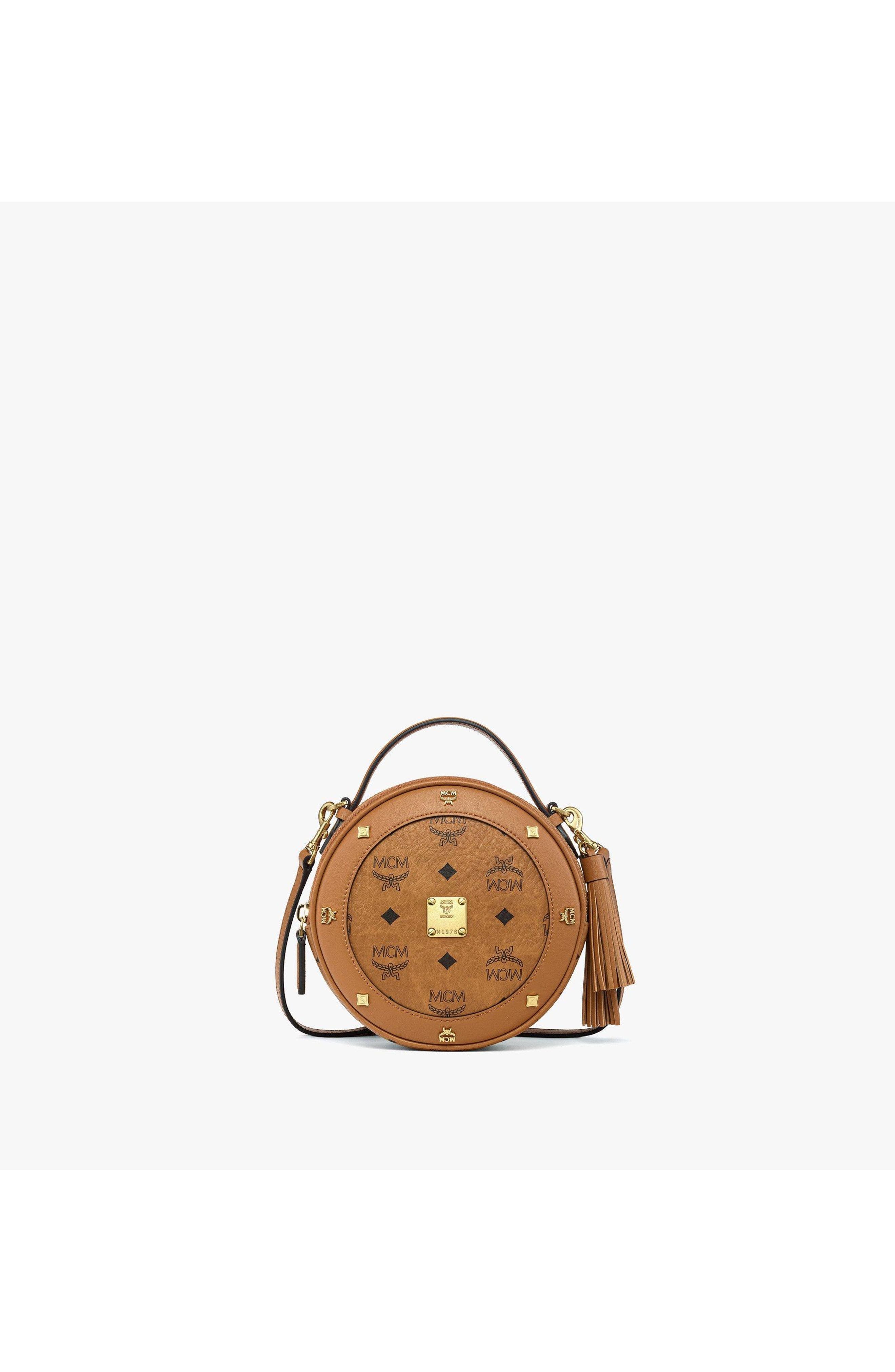 Small Pina Tambourine Bag in Visetos, Main, color, Cognac