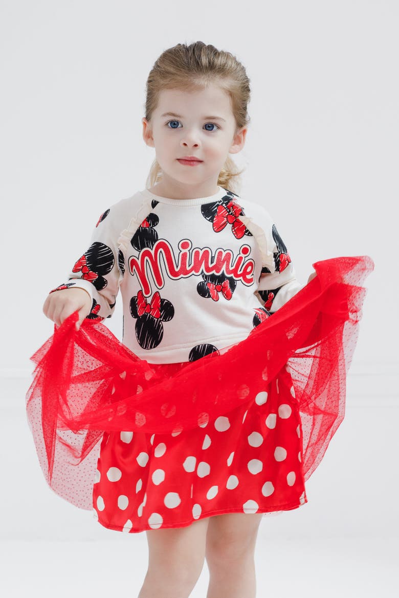 Long Sleeve Tulle Dress, Alternate, color, Minnie Mouse Red