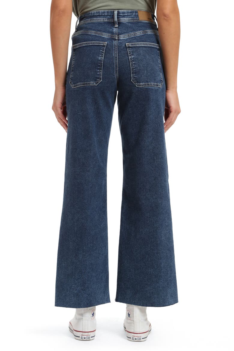 Paloma Marine Patch Pocket Raw Hem High Waist Wide Leg Jeans, Alternate, color, DARK FLEX BLUE