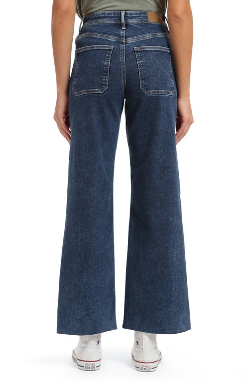 Mavi Jeans Paloma Marine Patch Pocket Raw Hem High Waist Wide Leg Jeans In Dark Flex Blue