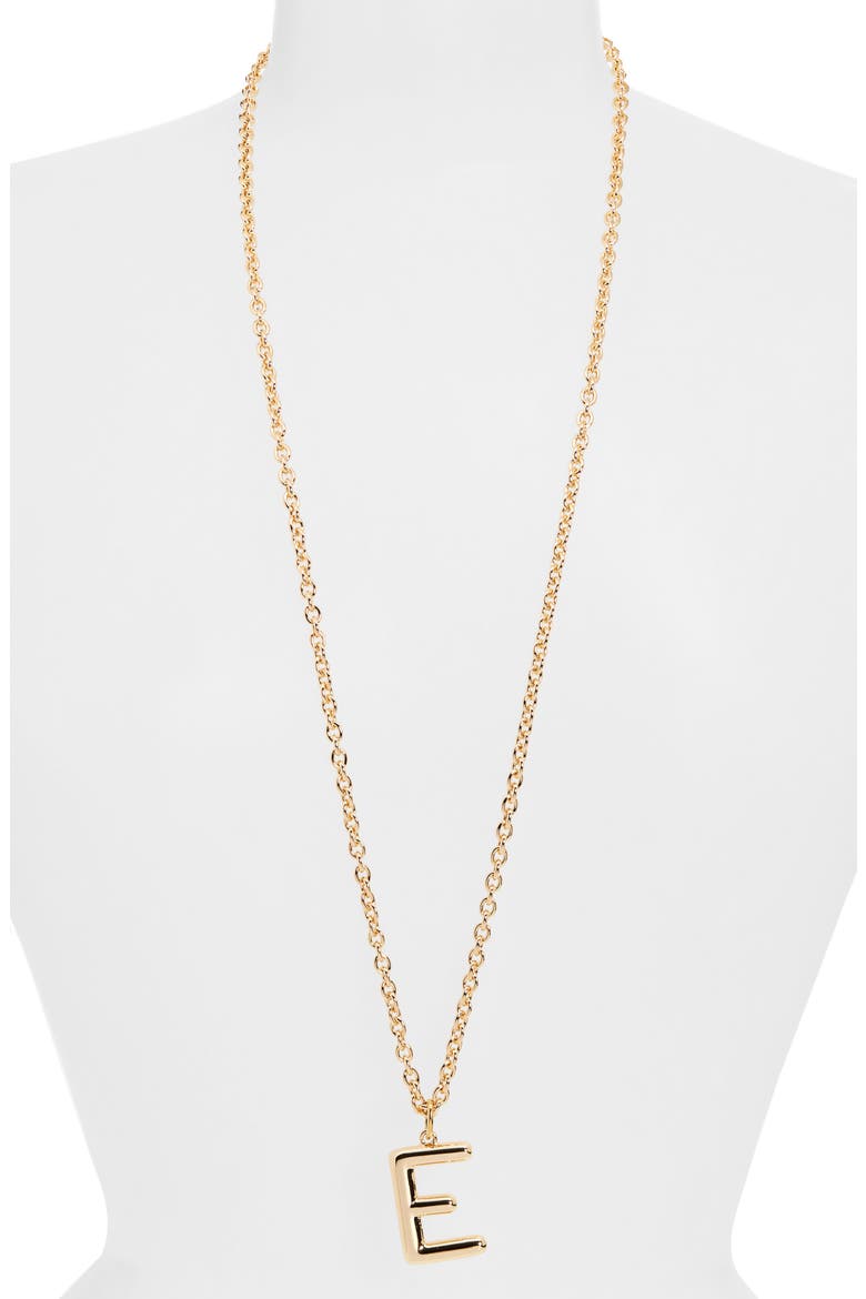 The Big Puffy Initial Pendant Necklace, Alternate, color, GOLD - E