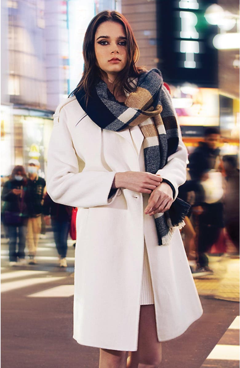 Belle & Bloom Staten Island Plaid Scarf, Alternate, color, Navy