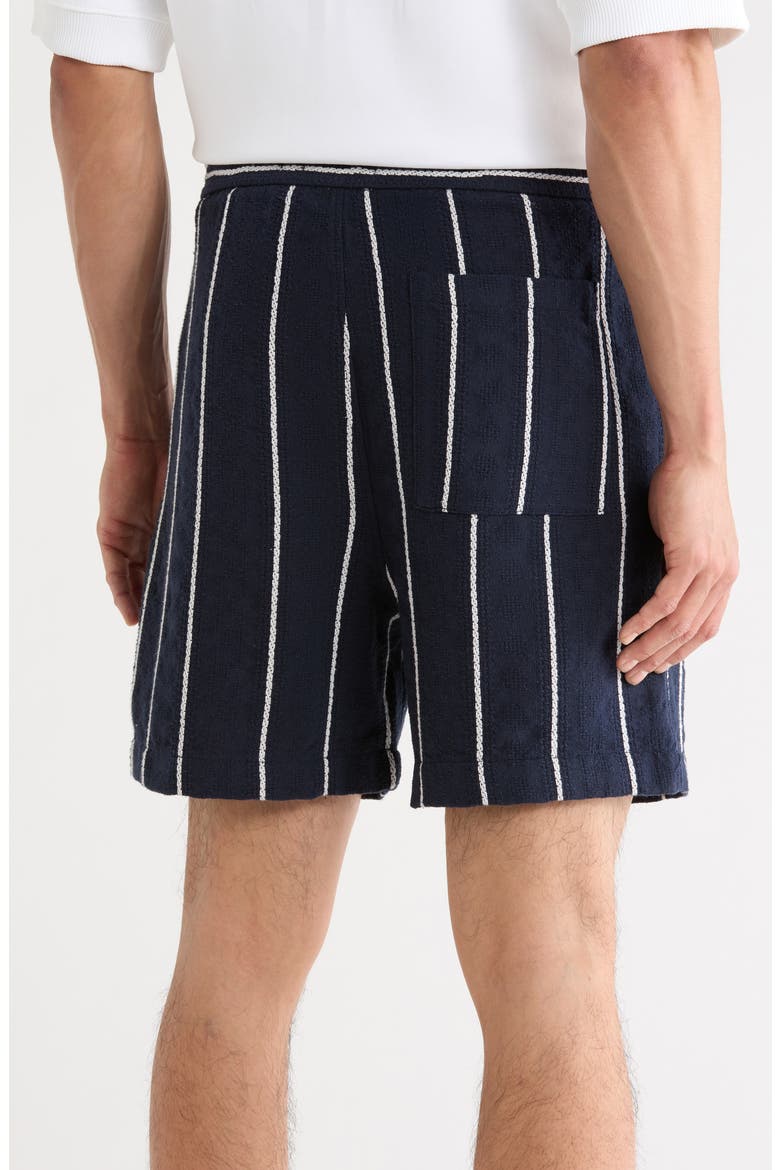 Textured Drawstring Shorts, Alternate, color, NAVY/ WHITE VERTICAL STRIPES