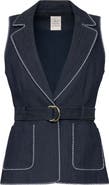 Cinq à Sept Andrea Whipstitch Trim Denim Vest