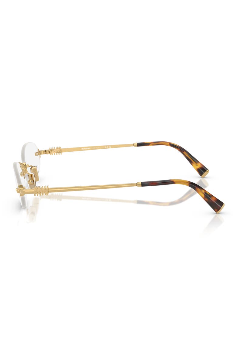 51mm Oval Rimless Sunglasses, Alternate, color, GOLD / CLEAR BLUE LIGHT FILTER