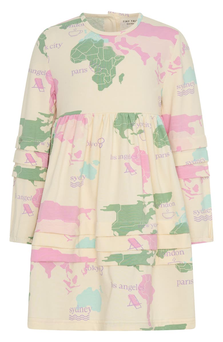 TINY TRIBE Kids' World Tour Stretch Cotton Dress, Main, color, Cream