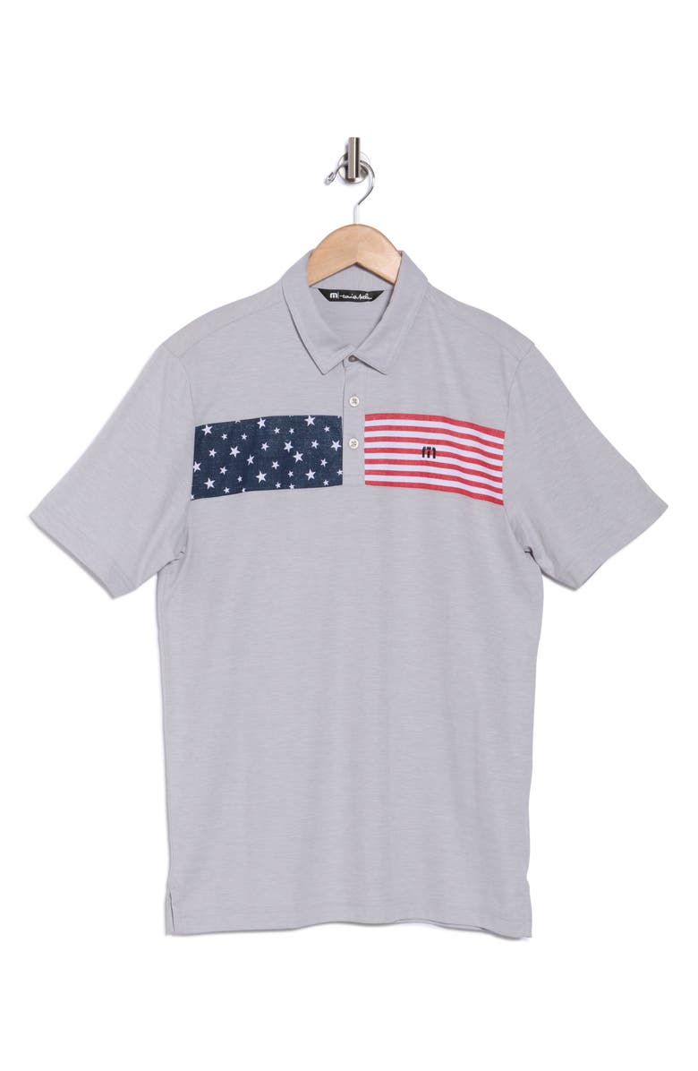 TravisMathew Sea to Sea 2.0 America Graphic Polo, Alternate, color, Heather Light Grey