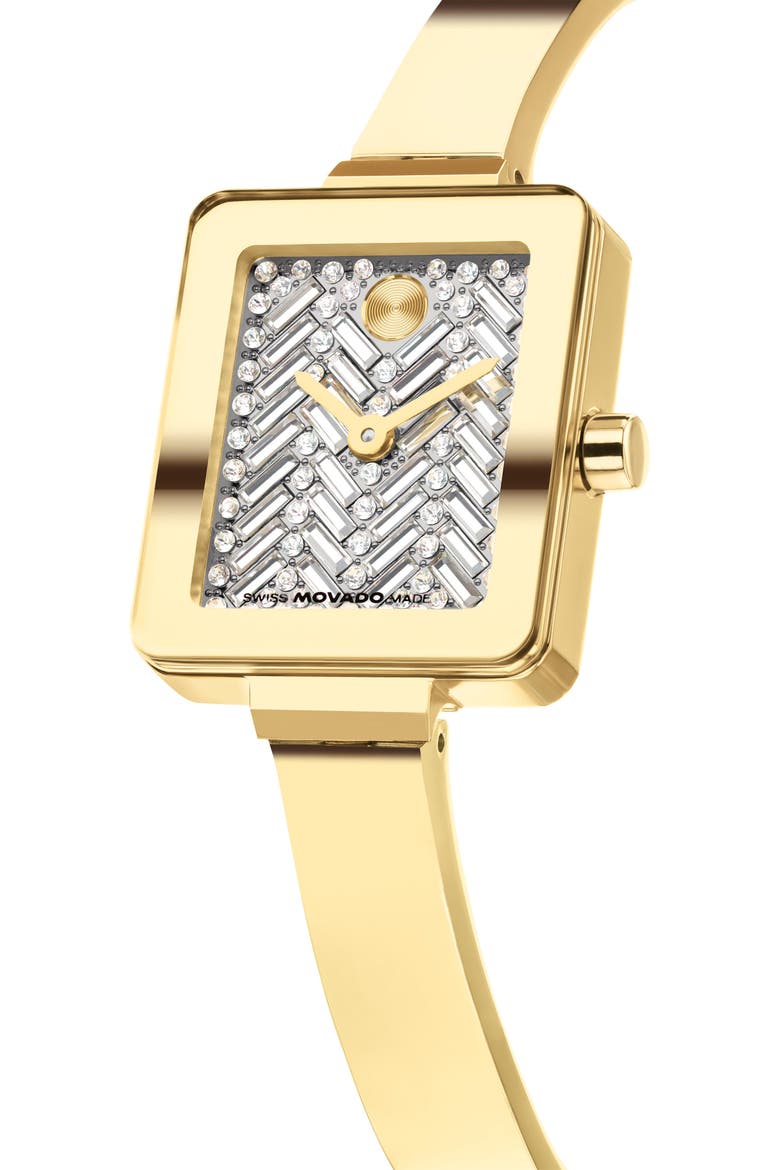 Bold Tank Mini Crystal Bangle Watch, Alternate, color, LIGHT YELLOW GOLD