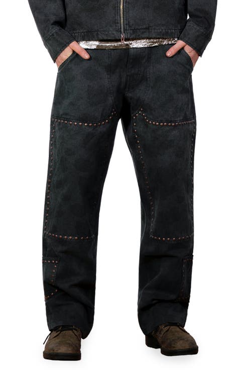 Cowhide Print Stud Double Knee Pants