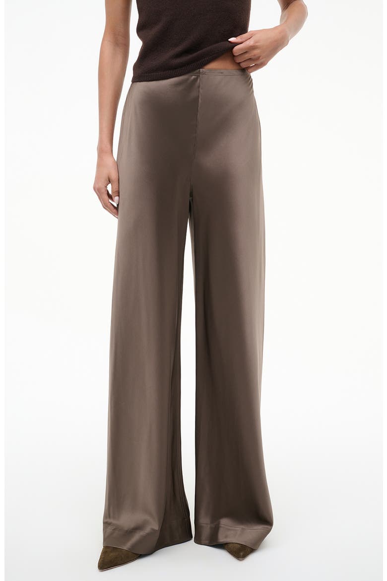 Stroll Wide Leg Stretch Silk Pants, Main, color, TRUFFLE