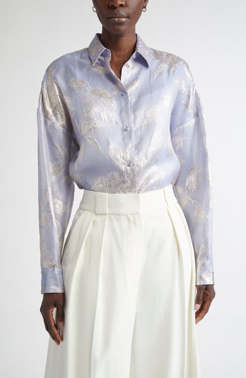 St John St. John Collection Sharon Floral Jacquard Button-up Shirt In Purple