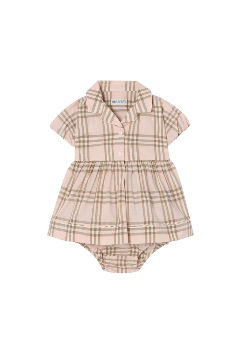 Check Cotton Dress with Bloomers, Main, color, Archive pink