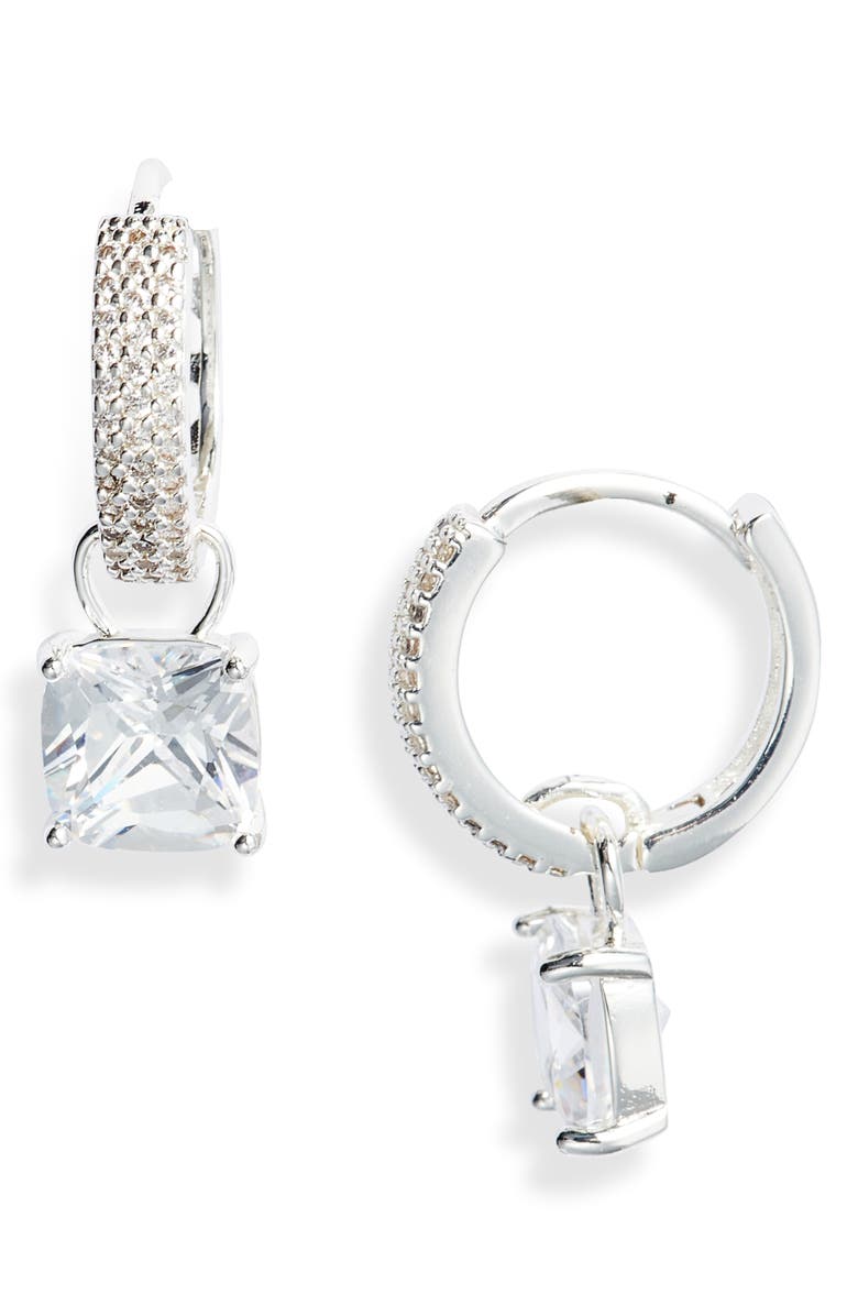 Nordstrom Demi Fine Pavé Cubic Zirconia Drop Huggie Hoop Earrings, Main, color, 