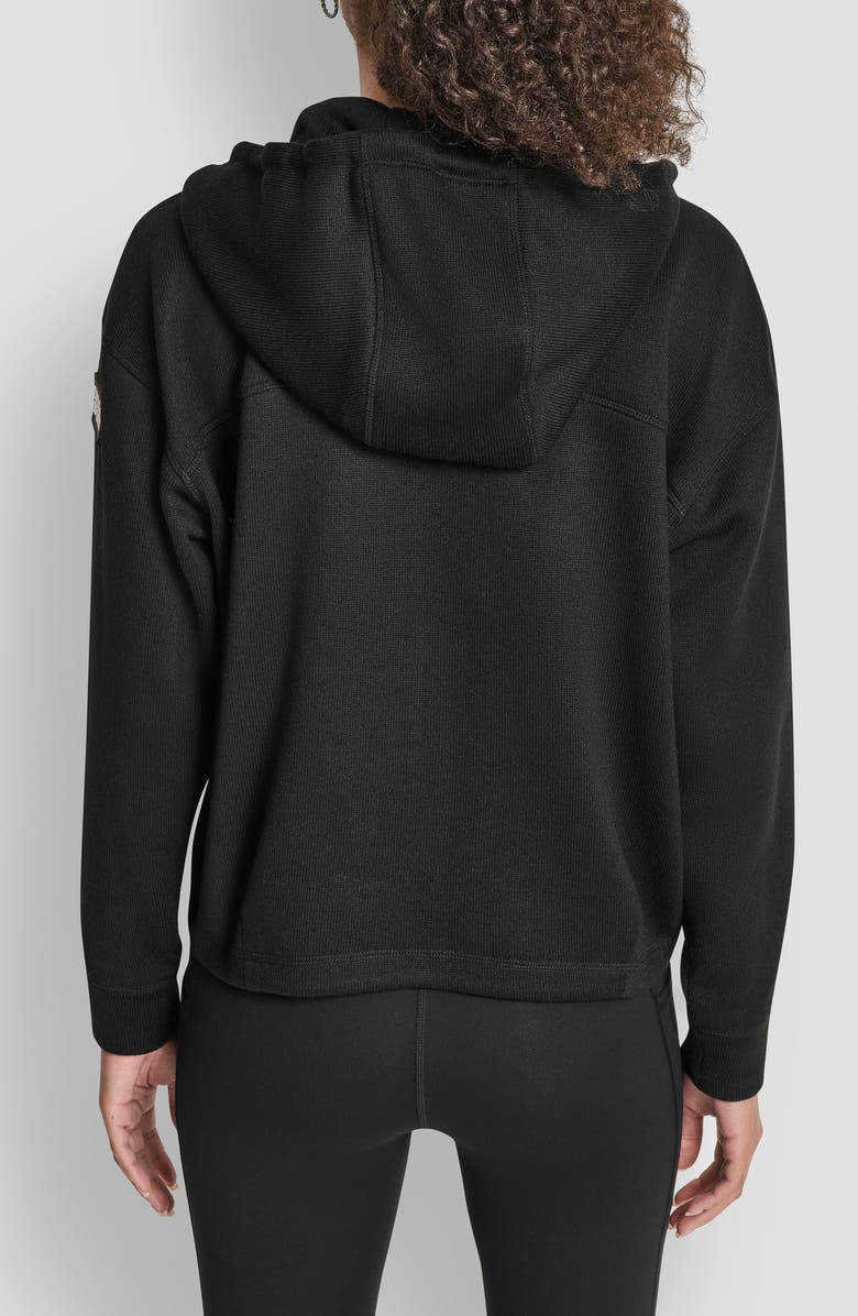 DKNY Logo Patch Full Zip Hoodie, Alternate, color, Black