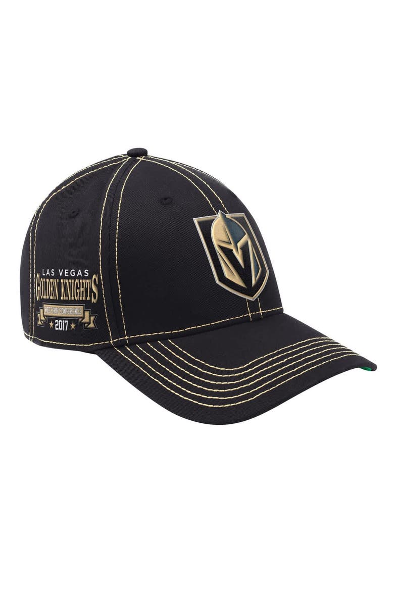Men's Starter  Black Vegas Golden Knights Sphere II Curved Starfit Adjustable Hat, Main, color, Black