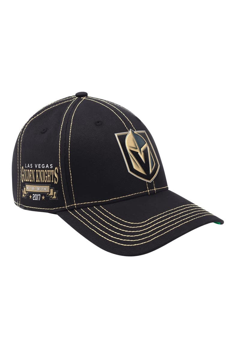 STARTER Men's Starter  Black Vegas Golden Knights Sphere II Curved Starfit Adjustable Hat, Main, color, Black