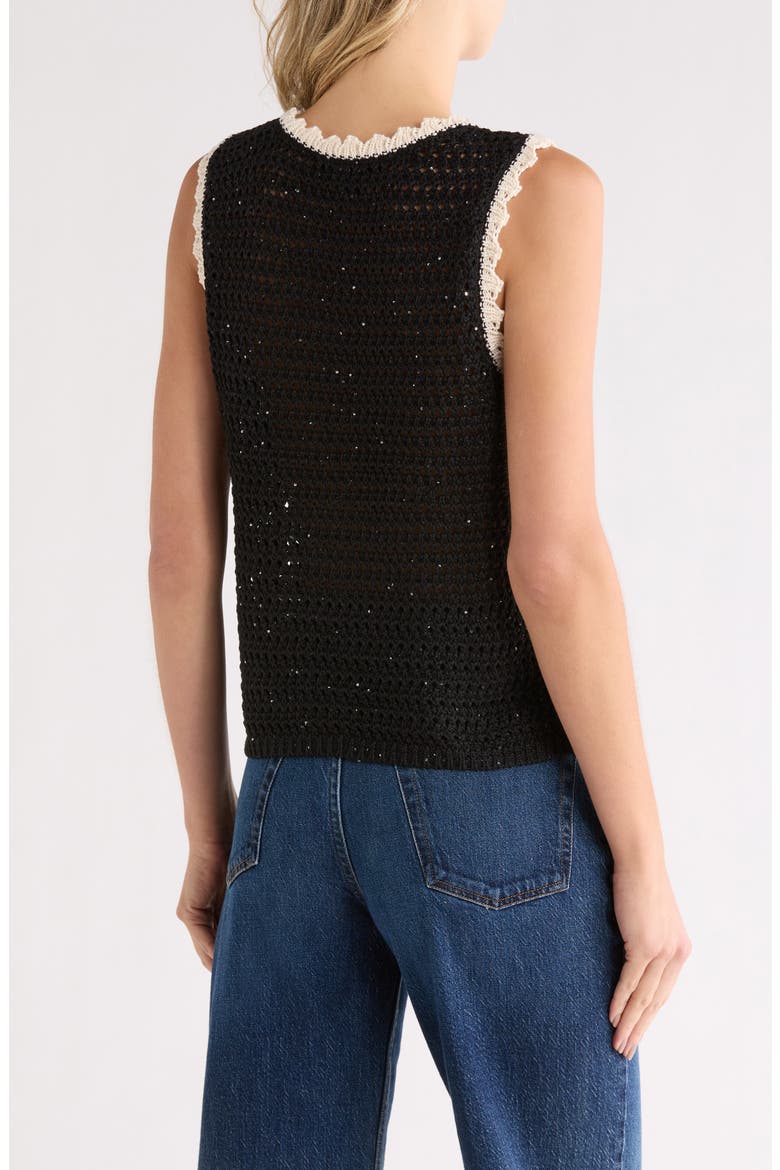 Contrast Trim Sweater Tank, Alternate, color, BLACK