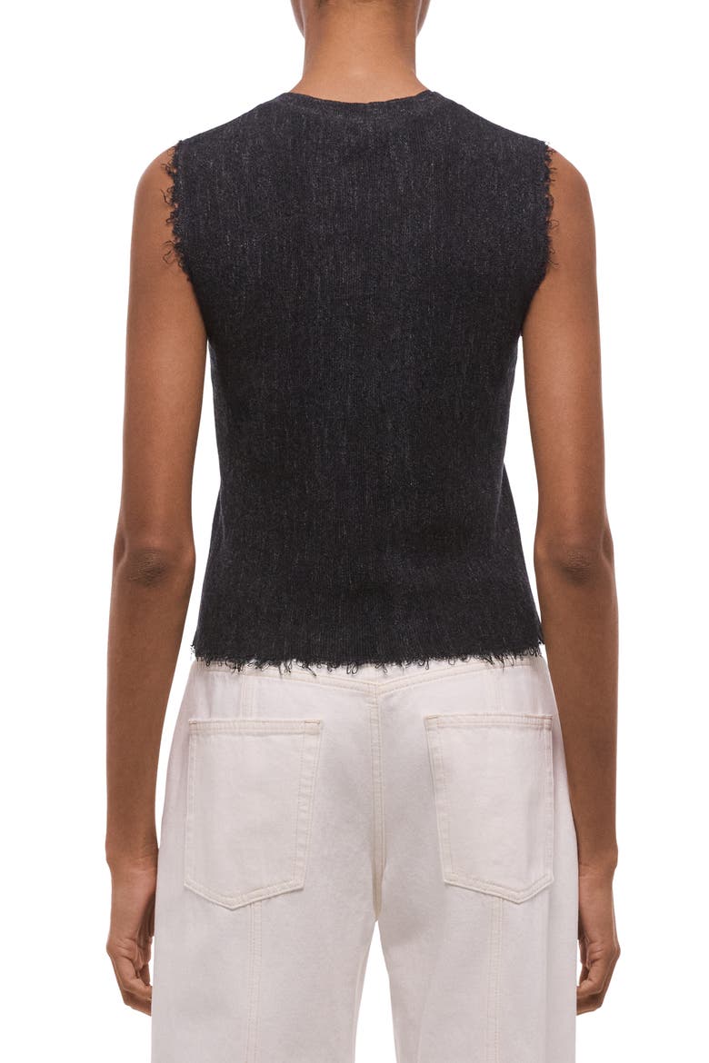 Raw Edge Linen Blend Sweater Tank, Alternate, color, BLACK