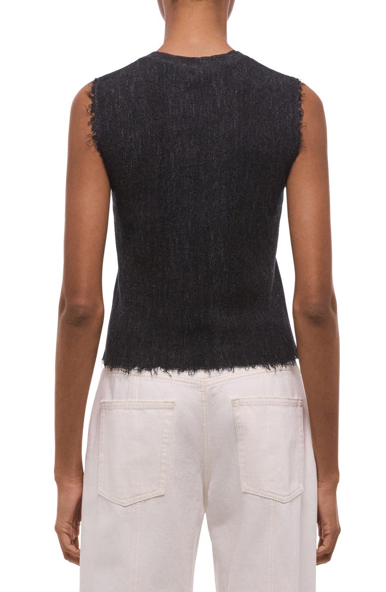 Helmut Lang Raw Edge Linen Blend Sweater Tank, Alternate, color, Black