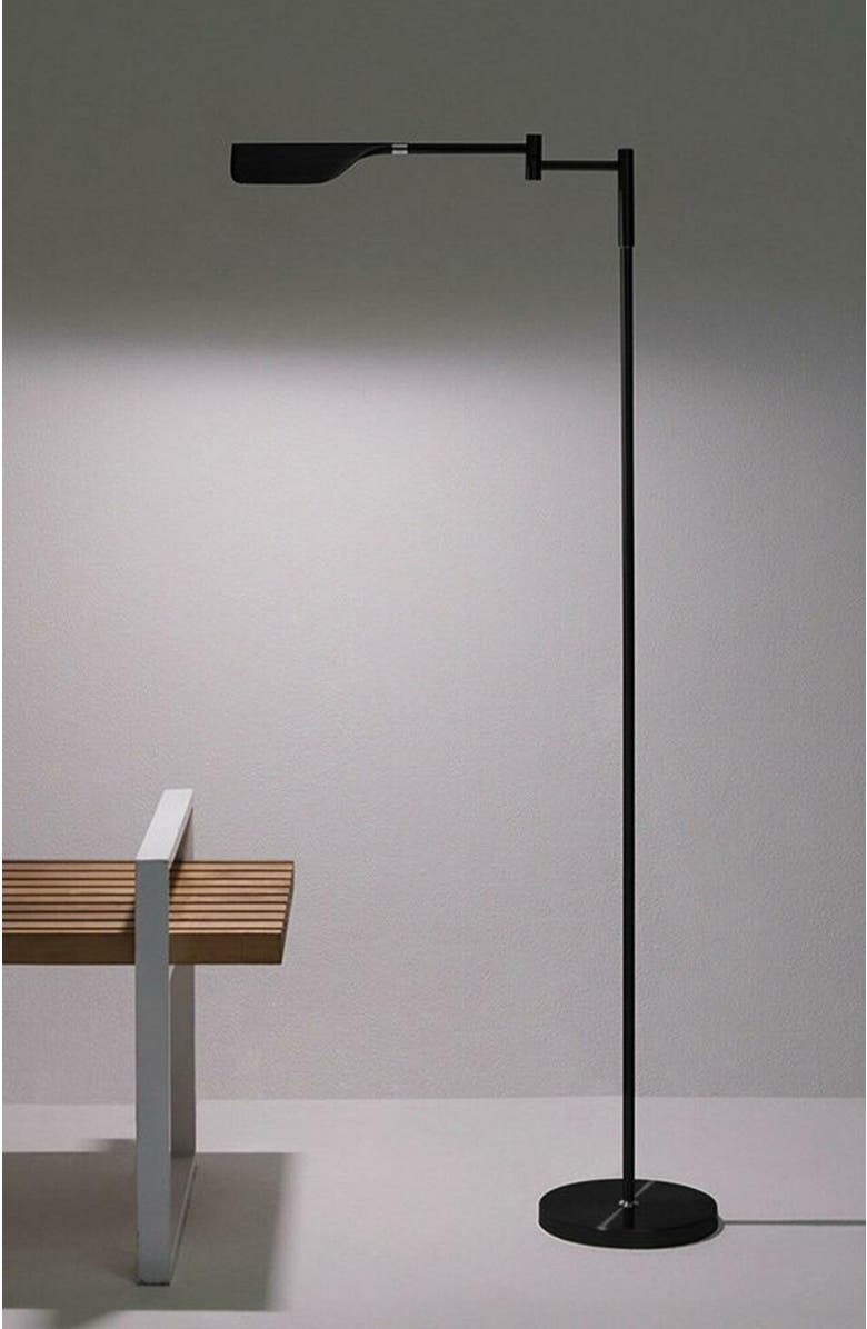 Brightech Leaf 53" Industrial LED Task Floor Lamp with Metal Empire Shade, 3-Way Dimming, Alternate, color, Classic Black