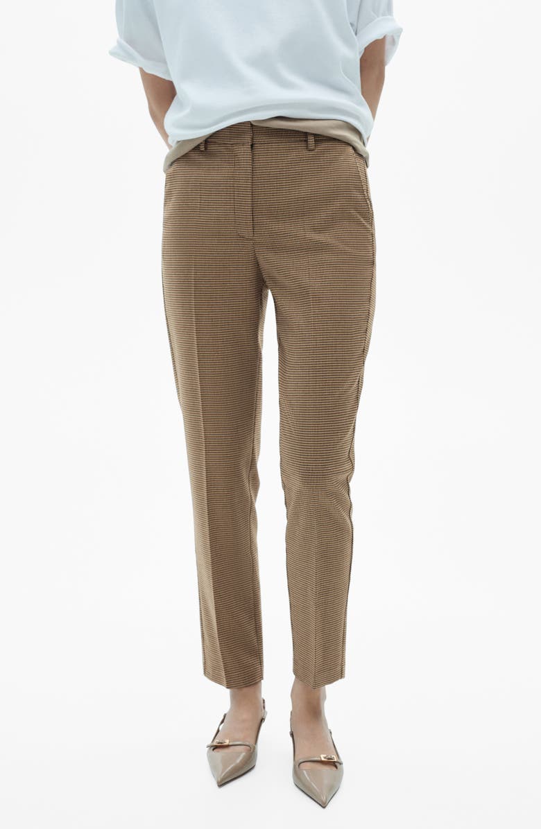 MANGO Flat Front Skinny Pants, Main, color, Brown