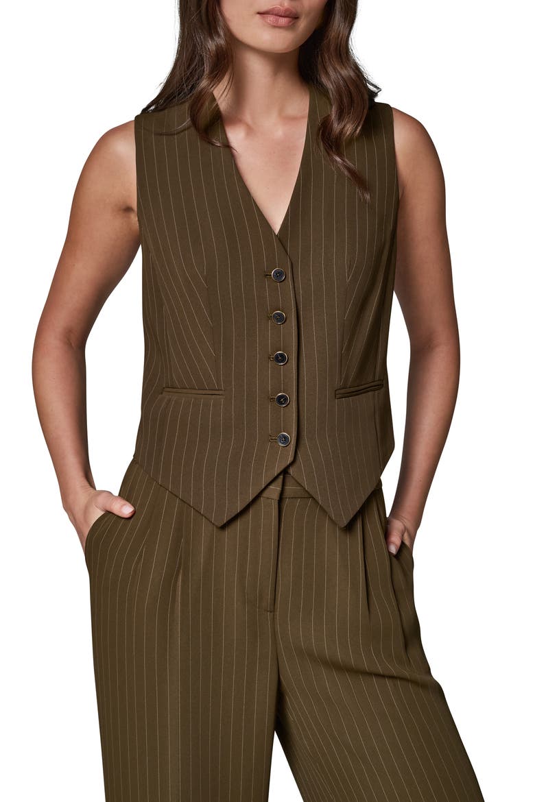 Pinstripe Vest, Main, color, OLVE BRINE