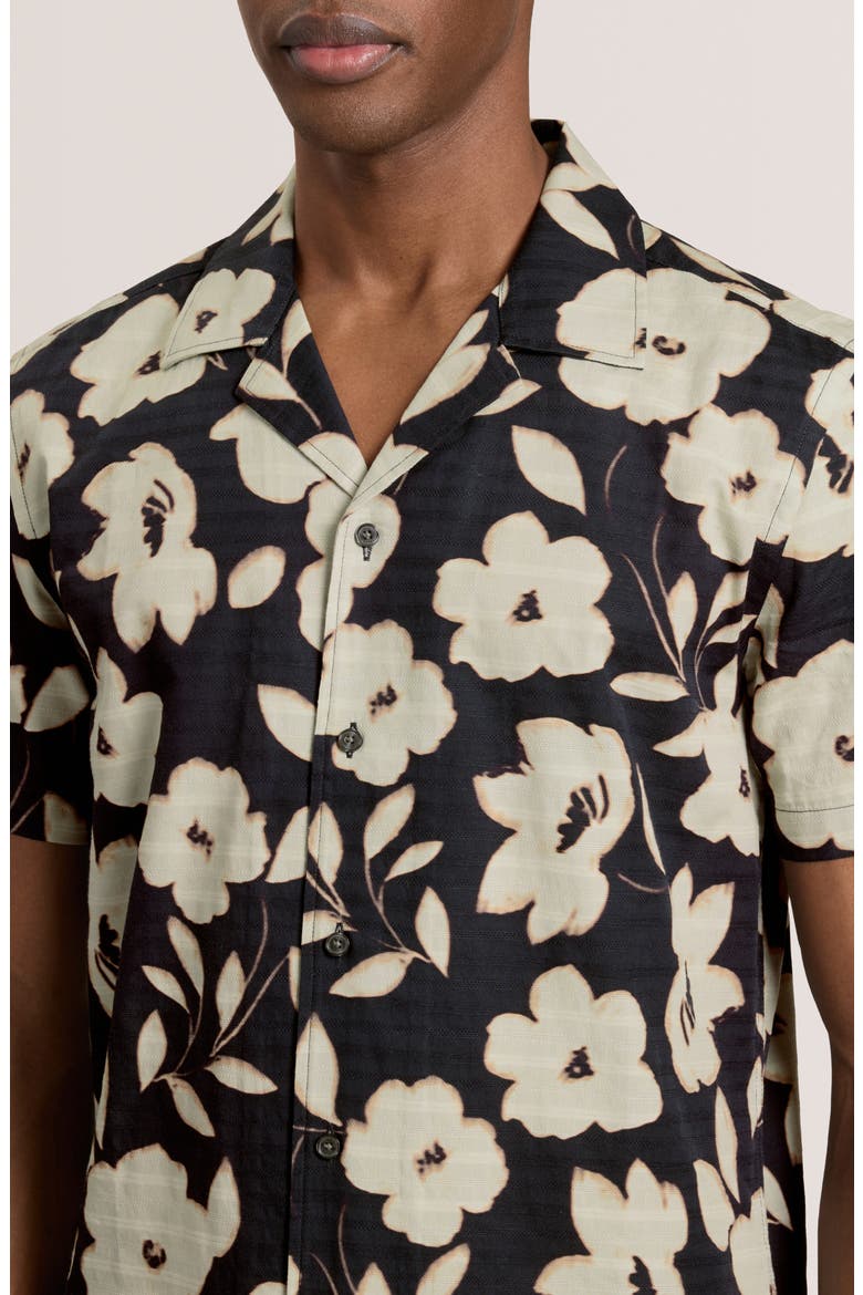 Floral Print Camp Shirt, Alternate, color, BLACK BEAUTY