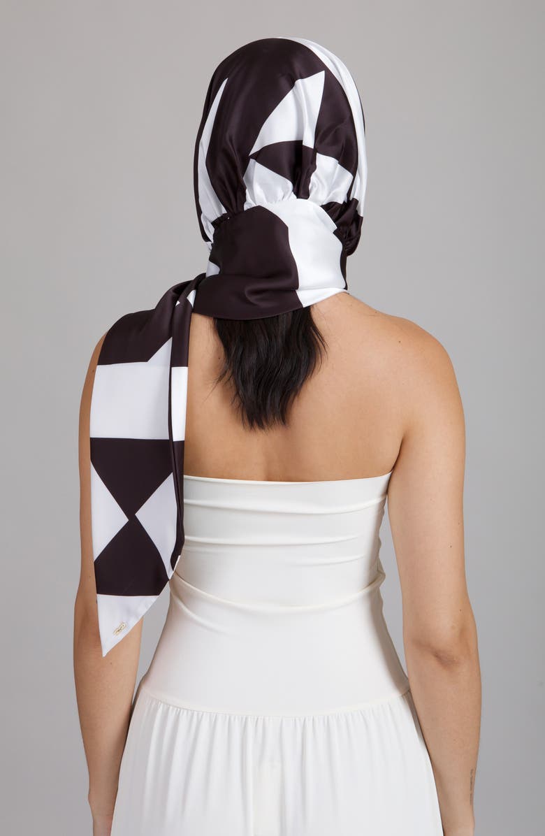 Eugenia Kim Babs Geometric Satin Head Scarf, Alternate, color, Black/ White