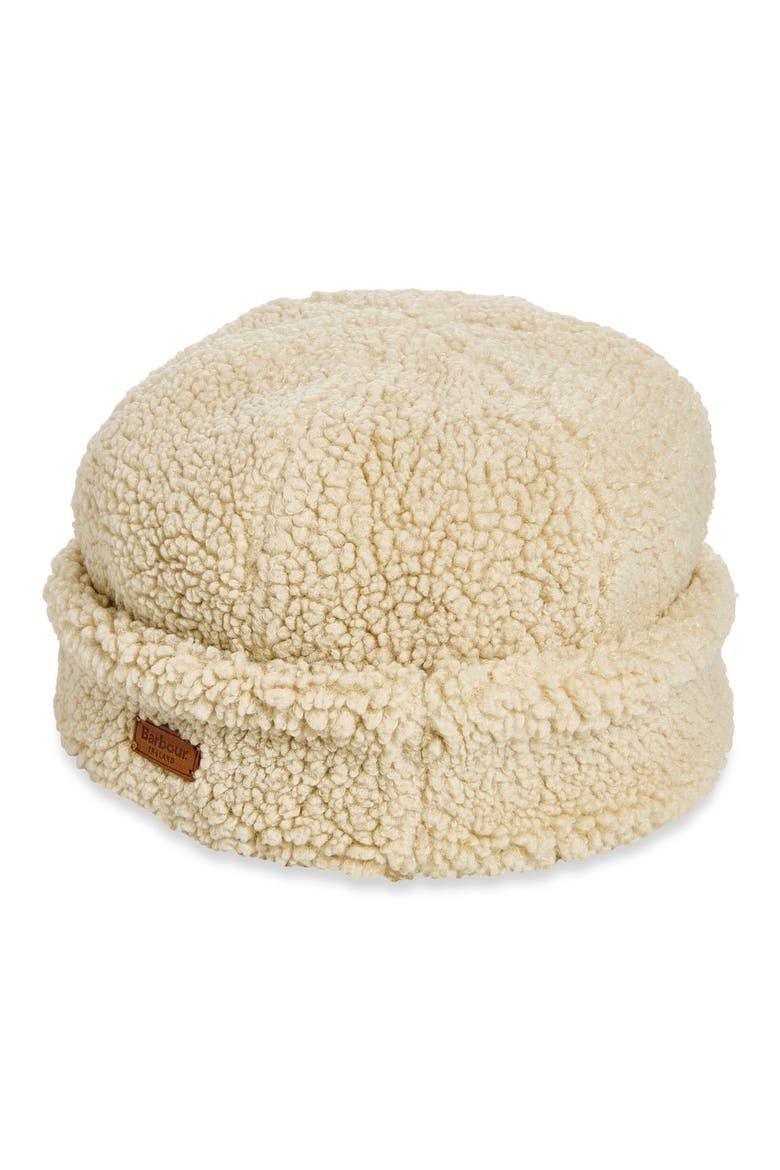 Cathy Faux Shearling Beanie, Main, color, ECRU
