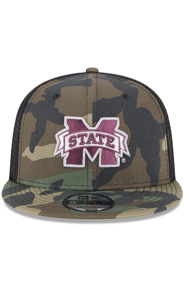 New Era Men's New Era Camo/Black Mississippi State Bulldogs Classic Trucker 9FIFTY Snapback Hat, Alternate, color, 