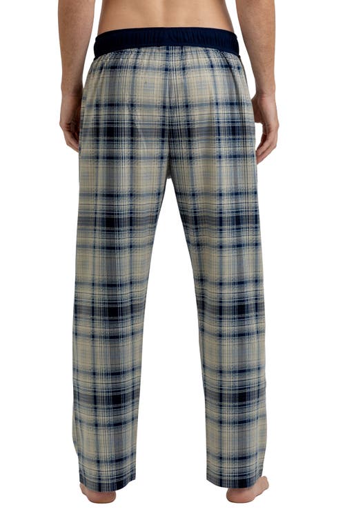 Rainforest Brushed Plaid Flannel Lounge Pants In Cream Navy