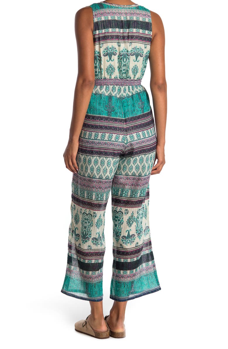 Raga Caravan Sleeveless V-Neck Printed Jumpsuit, Alternate, color, 
