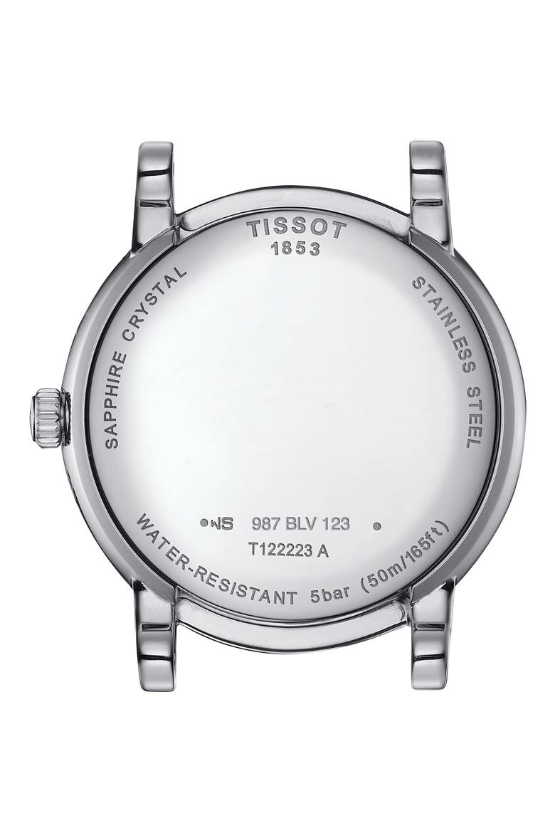 T-Classic Carson Premium Moonphase Bracelet Watch, 32mm, Alternate, color, SILVER